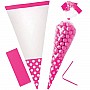 Bright Pink Polka Dot Cello Sweet Cones - 24cm