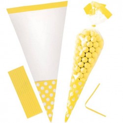 Sunshine Yellow Polka Dot Cello Sweet Cones - 24cm