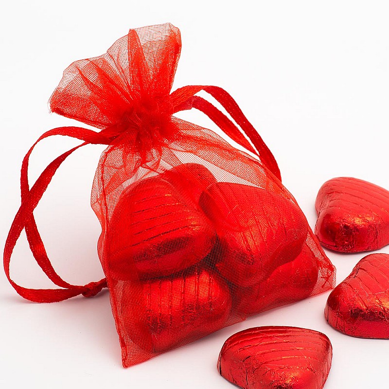 Red organza bags – 3″x4″ (7.5cm x 10cm) – pack of 10
