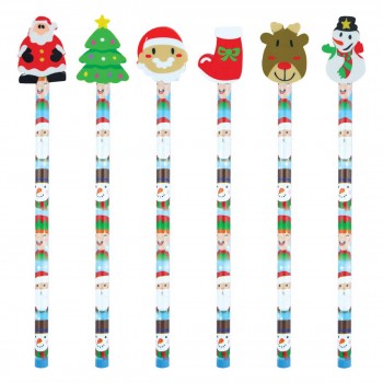 Novelty Christmas Pencil With Eraser Top