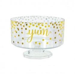 Large Metallic Gold Polka Dots Plastic Trifle Container - 18cm