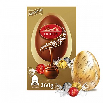 Lindor Lindt Milk Chocolate Egg & Lindor Assorted Mini Eggs (260g)