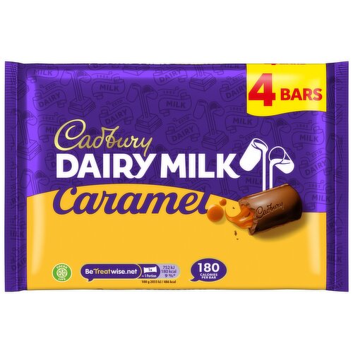 Cadbury Dairy Milk Caramel Chocolate Bar (4 Pack)