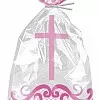 Pink Radiant Cross Plastic Cello Bags with twist ties (20ct)